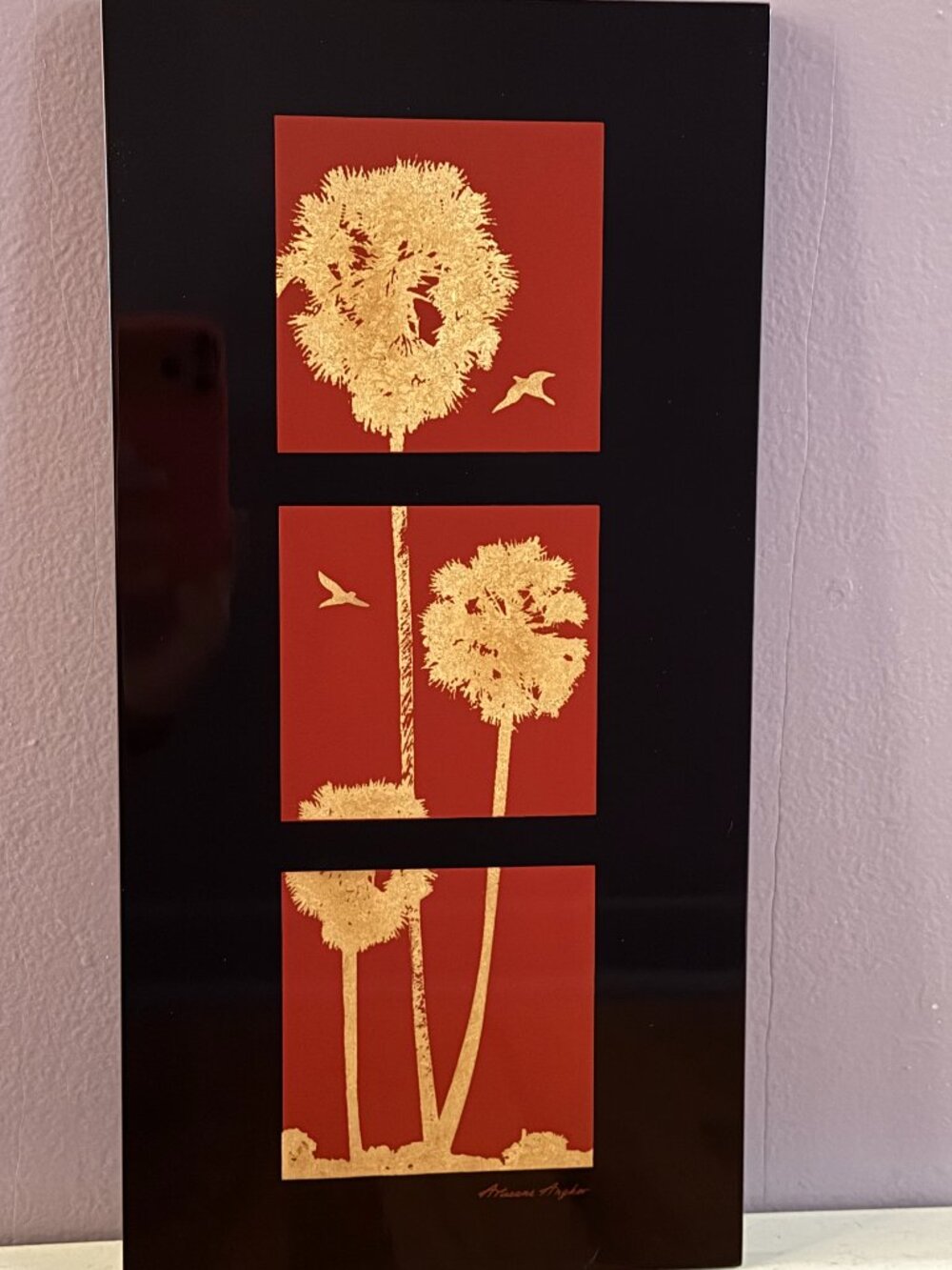 Artisans Angkor Cambodian Lacquer Wall Art Trees Birds 2013